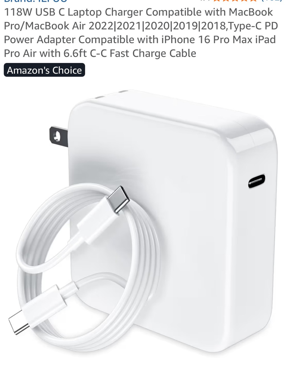 NIB USB C Laptop Charger Compatible 6.6ft C-C Fast Charge Cable